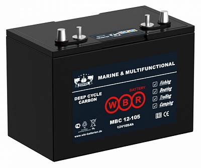 Аккумулятор WBR Marine MBC 12-105-2 CARBON - 105 А/ч - тяговый (для лодочных электромоторов)