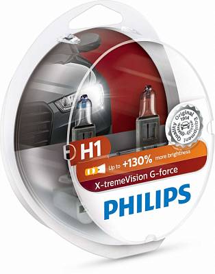 Автолампы H1 Philips X-tremeVision G-force +130% (12258XVGS2)