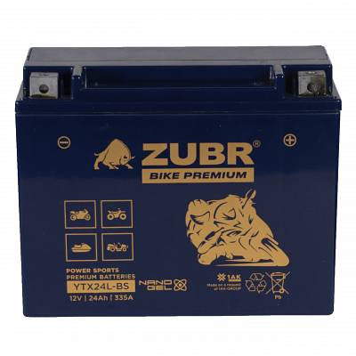 Мотоаккумулятор Zubr Bike Premium Nano Gel - 24 А/ч 335 А (YTX24L-BS) YTX24HL-BS [-+]