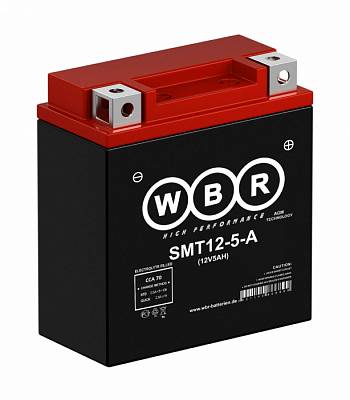 Мотоаккумулятор WBR AGM - 5 А/ч 85 А (SMT12-5-A) 12N5-3B,YB5L-B
