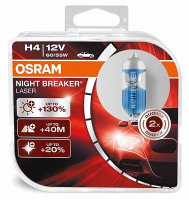 Автолампы H4 Osram Night Breaker Laser +130% (64193NBL-HCB)