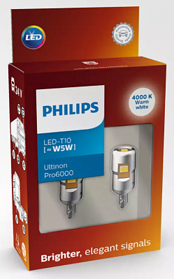 Светодиодные автолампы W5W Philips Ultinon Pro6000 SI LED White 4000K (24961WU60X2)