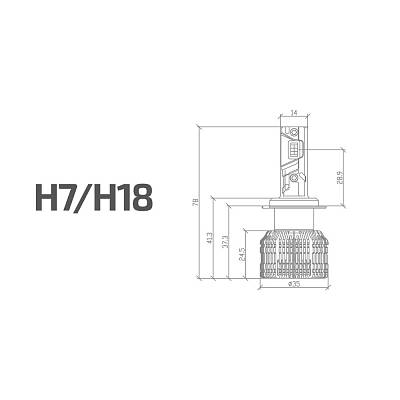 Светодиодные лампы H7/H18 MTF Cyber Light PRO 6000K  LED 6500lm (CP07K6)