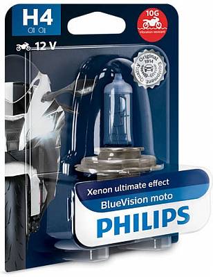 Мотолампа H4 Philips BlueVision Moto (12342BVUBW)