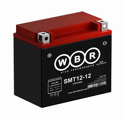 Мотоаккумулятор WBR AGM - 12 А/ч 180 А (SMT12-12) YTX14-BS, YTX12-BS