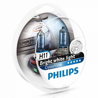 Автолампы H11 Philips CrystalVision 4300K (12362CVSM)