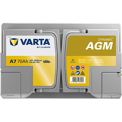 Аккумулятор Start-Stop автомобильный Varta A7 Dynamic AGM - 70 А/ч (570 901 076) [-+]