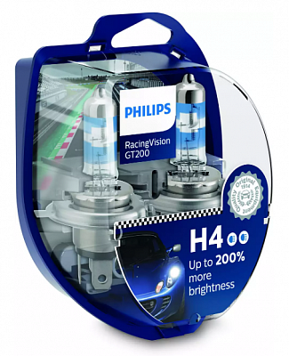 Автолампы H4 Philips RacingVision GT200 +200% (12342RGTS2)