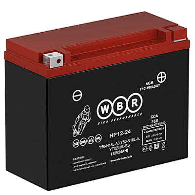 Мотоаккумулятор WBR High Performance AGM - 24 А/ч 360 А (HPS12-24) Y50-N18L-A,Y50-N18L-A3, YTX24HL-BS