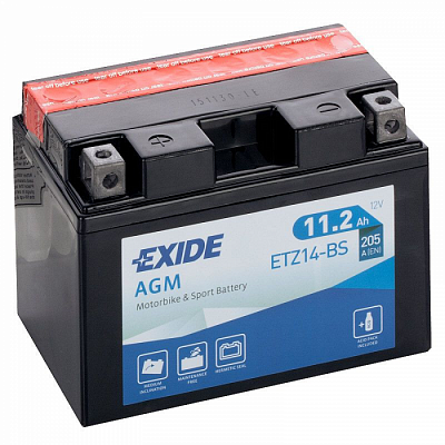 Мотоаккумулятор YTZ14S-BS Exide AGM - 11.2 А/ч 205 А (ETZ14-BS) [+ -]