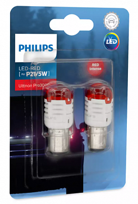 Светодиодные автолампы P21/5W Philips Ultinon Pro3000 SI LED Red (11499U30RB2)