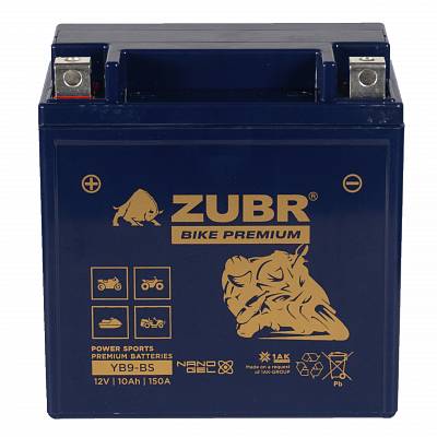 Мотоаккумулятор Zubr Bike Premium Nano Gel - 10 А/ч 150 А (YB9-BS) YB9A-A [+-]