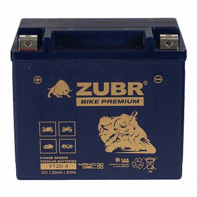 Мотоаккумулятор Zubr Bike Premium Nano Gel - 20 А/ч 310 А (YT20-4) YTX20-BS [+-]
