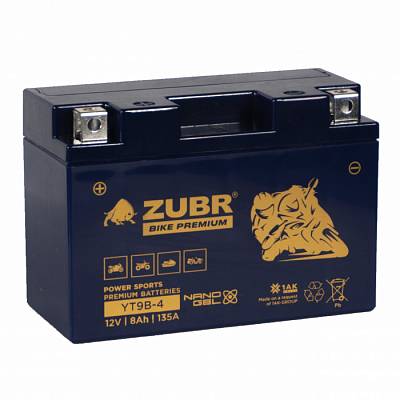 Мотоаккумулятор Zubr Bike Premium Nano Gel - 8 А/ч 135 А (YT9B-4) YT9B-BS [+-]