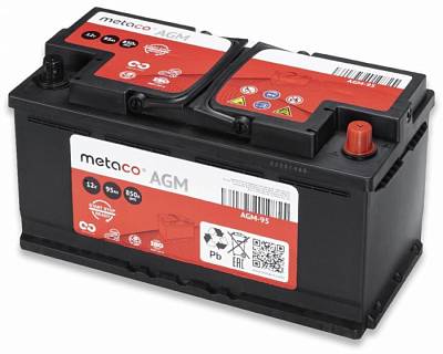 Аккумулятор Start-Stop автомобильный Metaco AGM - 95 А/ч [-+] увеличенная гарантия 3 года!