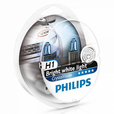 Автолампы H1 Philips CrystalVision 4300K (12258CVSM)