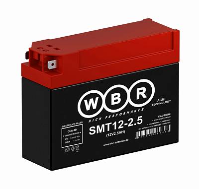 Мотоаккумулятор WBR AGM - 2.5 А/ч 40 А (SMT12-2,5) 