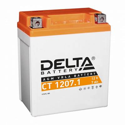 Мотоаккумулятор YTX7L-BS Delta AGM - 7 А/ч 100 А (CT 1207.1)