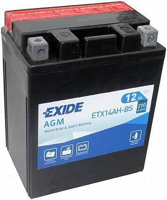 Мотоаккумулятор YB14-A2 Exide AGM - 12 А/ч 210 А (ETX14AH-BS) [+ -]