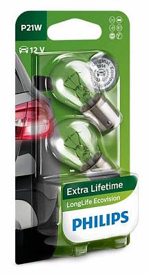 Автолампы P21W Philips Long Life Eco Vision (12498LLECOB2)