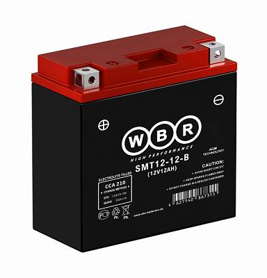 Мотоаккумулятор WBR AGM - 12 А/ч 210 А (SMT12-12-B) YT14B-BS