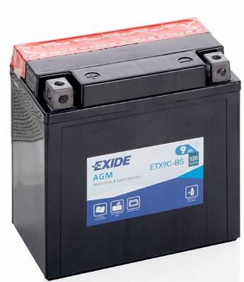 Мотоаккумулятор YB9A-A Exide AGM - 9 А/ч 120 А (ETX9C-BS) [+ -]