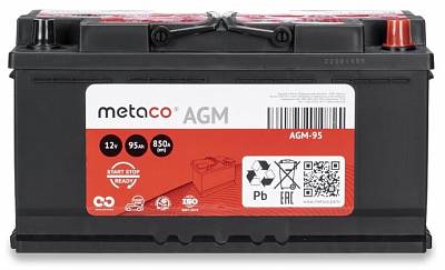Аккумулятор Start-Stop автомобильный Metaco AGM - 95 А/ч [-+] увеличенная гарантия 3 года!