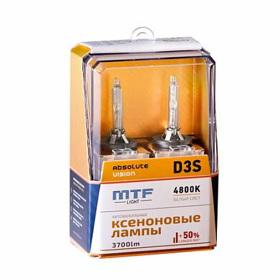 Лампы ксеноновые D3S MTF Absolute Vision +50% 4800K (AVBD3S)