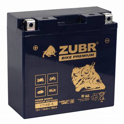 Мотоаккумулятор Zubr Bike Premium Nano Gel - 14 А/ч 180 А (YT14B-4) YT14B-BS [+-]