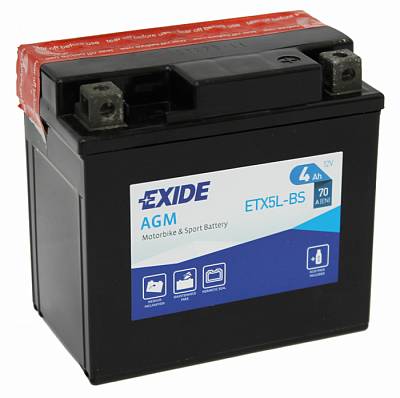 Мотоаккумулятор YTX5L-BS Exide AGM - 4 А/ч 70 А (ETX5L-BS) [- +]