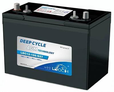 Аккумулятор Uplus Deep Cycle MARINE AGM/GEL Carbon Traction  LDC27 - 105 А/ч - стартерно-тяговый (для лодочных электромоторов)