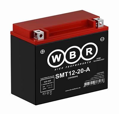 Мотоаккумулятор WBR AGM - 20 А/ч 310 А (SMT12-20-A) YT19BL-BS