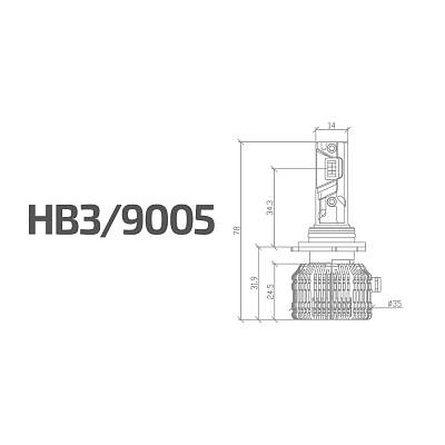 Светодиодные лампы HB3 MTF Cyber Light PRO 6000K  LED 6500lm (CPB3K6)