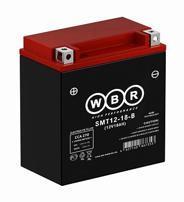 Мотоаккумулятор WBR AGM - 18 А/ч 270 А (SMT12-18-B) YTX20CH-BS