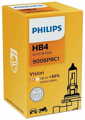Автолампа HB4 Philips Vision +30% (9006PRC1)
