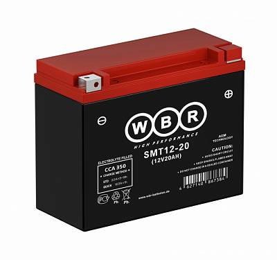 Мотоаккумулятор WBR AGM - 20 А/ч 350 А (SMT12-20) SY50-N18L-AT, Y50N18L-A, Y50-N18L-A2, Y50N18L-A3,YTX24HL-BS