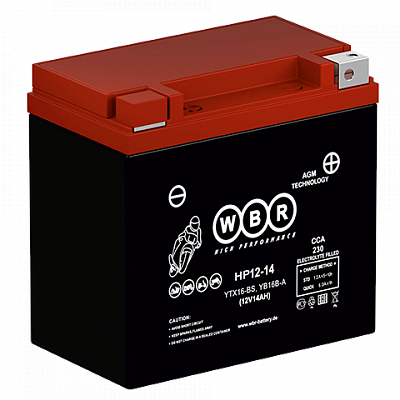 Мотоаккумулятор WBR High Performance AGM - 14 А/ч 230 А (HPS12-14) YTX16-BS, YB16B-A
