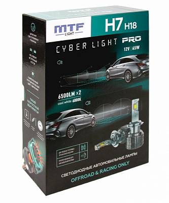 Светодиодные лампы H7/H18 MTF Cyber Light PRO 6000K  LED 6500lm (CP07K6)