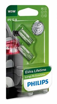 Автолампы W5W Philips Long Life Eco Vision (12961LLECOB2)