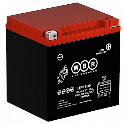 Мотоаккумулятор WBR High Performance AGM - 30 А/ч 440 А (HPS12-30) YTX30L, YB30L-B, YTX30L-BS