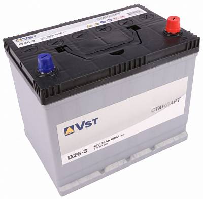 Аккумулятор автомобильный Varta (VST) Стандарт Asia D26-3 - 75 А/ч (575 301 068, D26L) [-+]