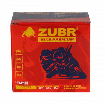 Мотоаккумулятор Zubr Bike Premium Nano Gel - 6 А/ч 80 А (YTZ7S) TTZ7S-BS [-+]