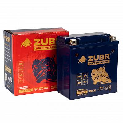 Мотоаккумулятор Zubr Bike Premium Nano Gel - 16 А/ч 220 А (YTX16-BS) [+-]
