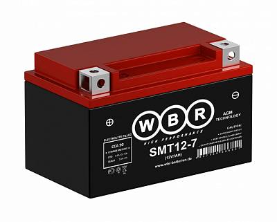 Мотоаккумулятор WBR AGM - 7 А/ч 90 А (SMT12-7) YTX7A-BS