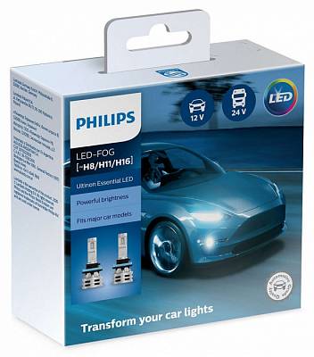 Светодиодные противотуманные лампы H8/H11/H16 Philips Ultinon Essential LED 6500K (11366UE2X2)