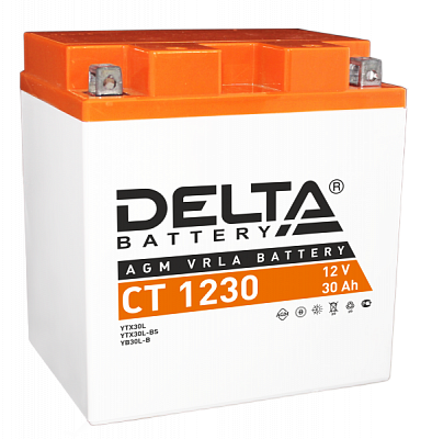 Мотоаккумулятор YTX30L, YТX30L-BS, YB30L-B Delta AGM - 30 А/ч 330 А (CT 1230)