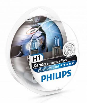 Автолампы H1 Philips BlueVision Ultra 4000K (12258BVUSM)