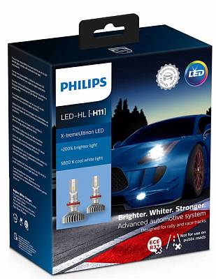 Светодиодные лампы H11 Philips X-Treme Ultinon LED +200% 5800K (11362XUX2)