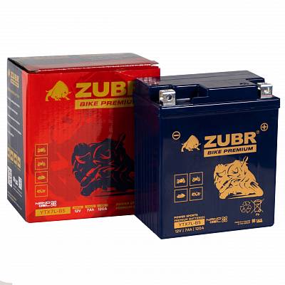 Мотоаккумулятор Zubr Bike Premium Nano Gel - 7 А/ч 120 А (YTX7L-BS) [-+]
