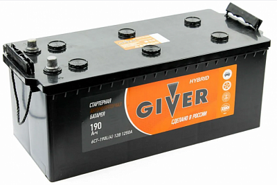 Грузовой аккумулятор Giver Hybrid - 190 А/ч российская полярность (-+)